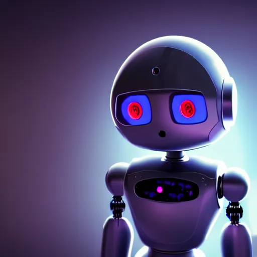 Image similar to a cute little robot at space. super realistic 8 k render of a dark hooded powerful elegant, cinematic composition