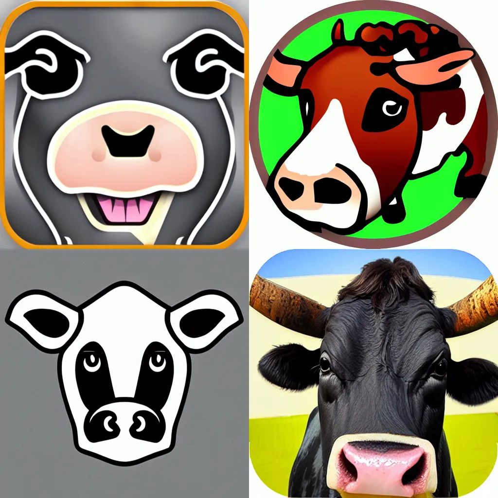 Prompt: icon of a cow dating app