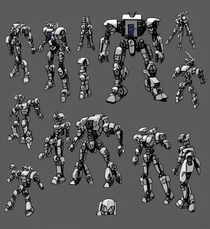 Prompt: monochromatic color scheme!! game asset of mecha exploration of shapes and forms, pixel art, in the style of richard schmidbauer, autumn rain turkel, vijay jayant props, stylized, 2 d sprites, kitbash, gundam, titanfall, armored core, zone of the enders, artstation, pinterest, deviantart