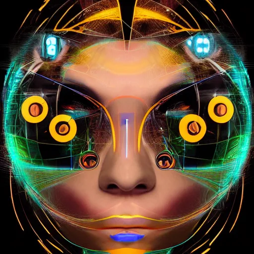 Image similar to a techno - spirit futurist cyborg deva, future perfect, award winning digital art