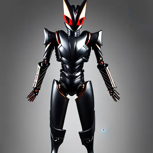 Image similar to Biomechanical Kamen Rider, glowing eyes, daytime, grey rubber undersuit, Guyver Dark Hero inspired armor