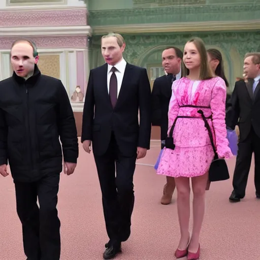 Image similar to putin teams up with a mysterious teenage girls