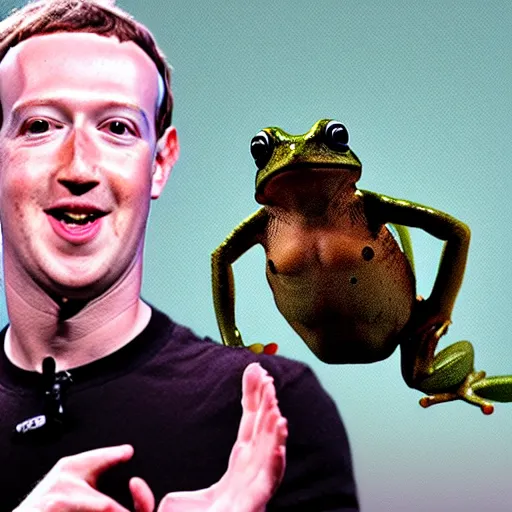 Image similar to mark zuckerberg holding a frog