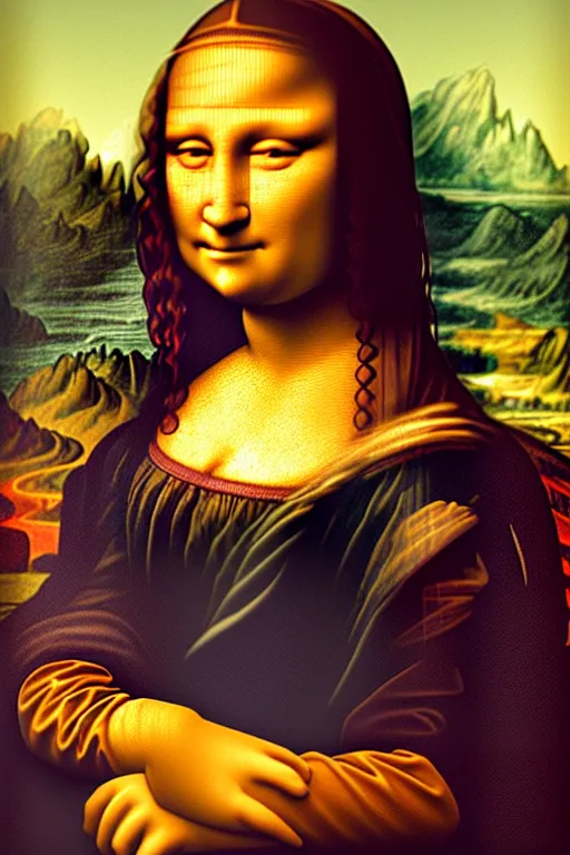 Prompt: cyborg mona lisa by leonardo da vinci, ultra detailed, 4 k