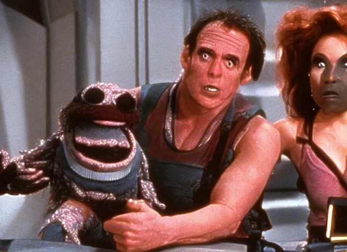 Image similar to scene from the 1 9 9 0 science fiction film muppet total recall