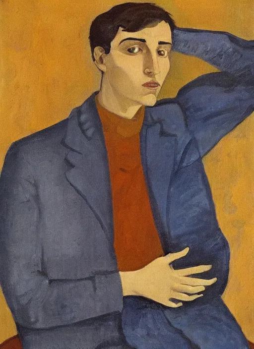 Image similar to a painted portrait of a well dressed man, art by felice casorati, aesthetically pleasing and harmonious natural colors, expressionism, natural light, fine day, portrait