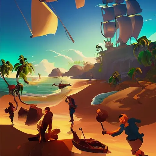 Image similar to painting treasure on sea of thieves game smooth median photoshop filter cutout vector, behance hd by jesper ejsing, by rhads, makoto shinkai and lois van baarle, ilya kuvshinov, rossdraws global illumination