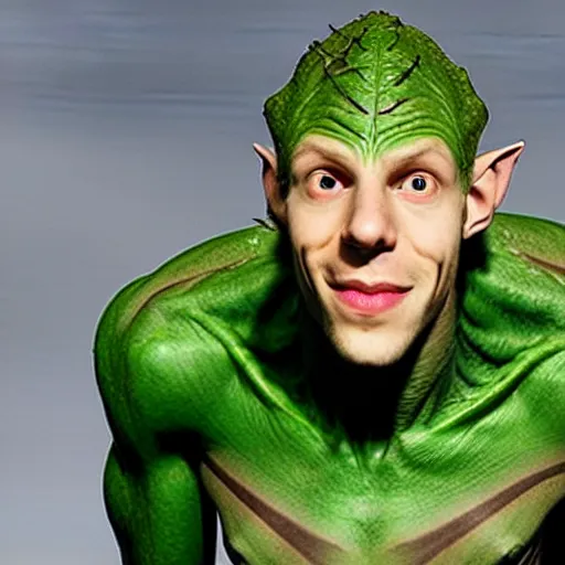 Image similar to jesse eisenberg as pointy eared green goblin