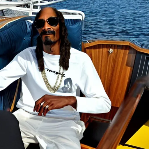 Prompt: snoop dogg sailing a boat