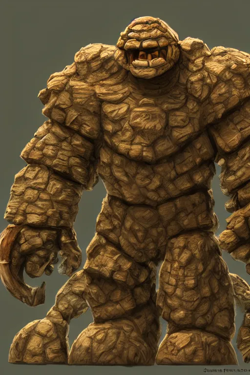 Image similar to zelda fantasy art giant golem troll wood rock greeble gemstone, global illumination ray tracing hdr fanart arstation by sung choi and eric pfeiffer and gabriel garza and casper konefal