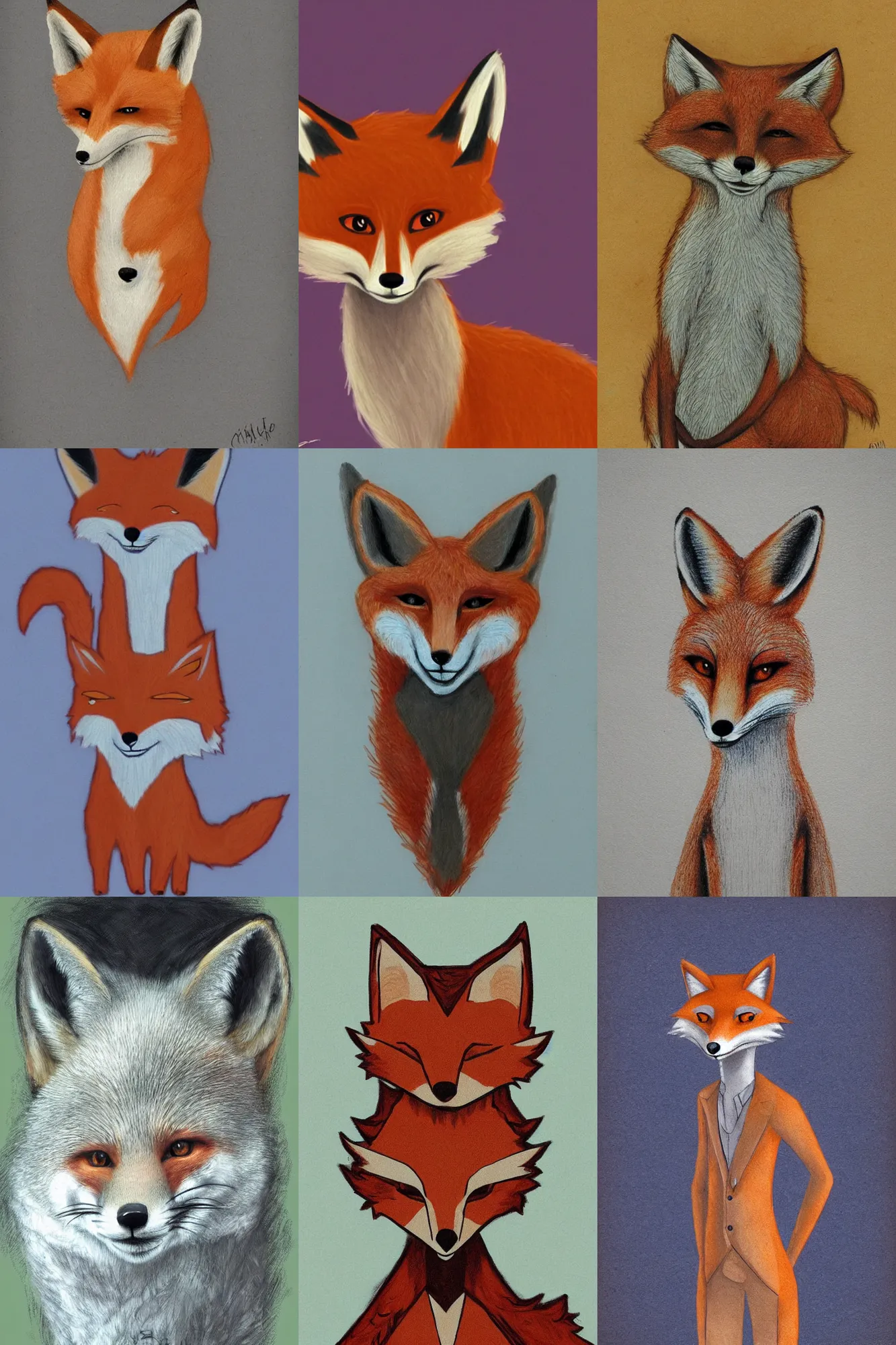 Prompt: anthropomorphic fox by random artist