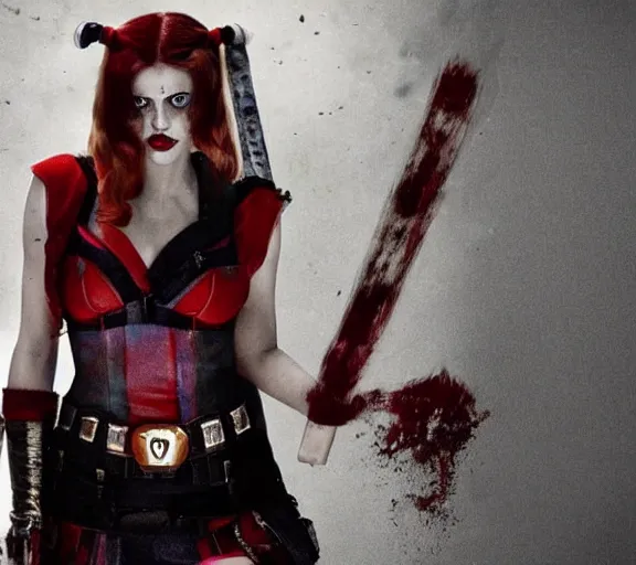 Image similar to film still of alexandra daddario as harley quinn