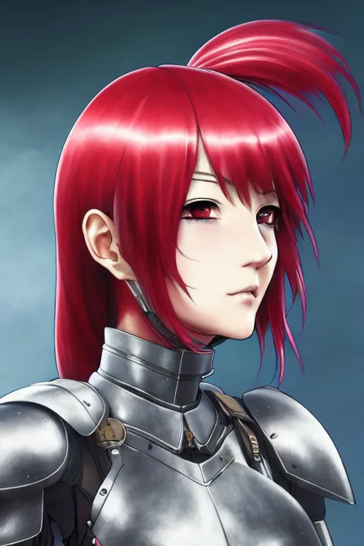 Image similar to portrait of Anime sister of battle, bikini armor, Warhammer 40000, cute-fine-face, red-short-hair pretty face, realistic shaded Perfect face, fine details. Anime. realistic shaded lighting by Ilya Kuvshinov katsuhiro otomo ghost-in-the-shell, magali villeneuve, artgerm, rutkowski, WLOP Jeremy Lipkin and Giuseppe Dangelico Pino and Michael Garmash and Rob Rey
