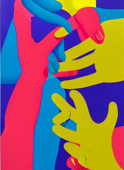 Image similar to hand holding a piece of paper by shusei nagaoka, kaws, david rudnick, airbrush on canvas, pastell colours, cell shaded, 8 k,