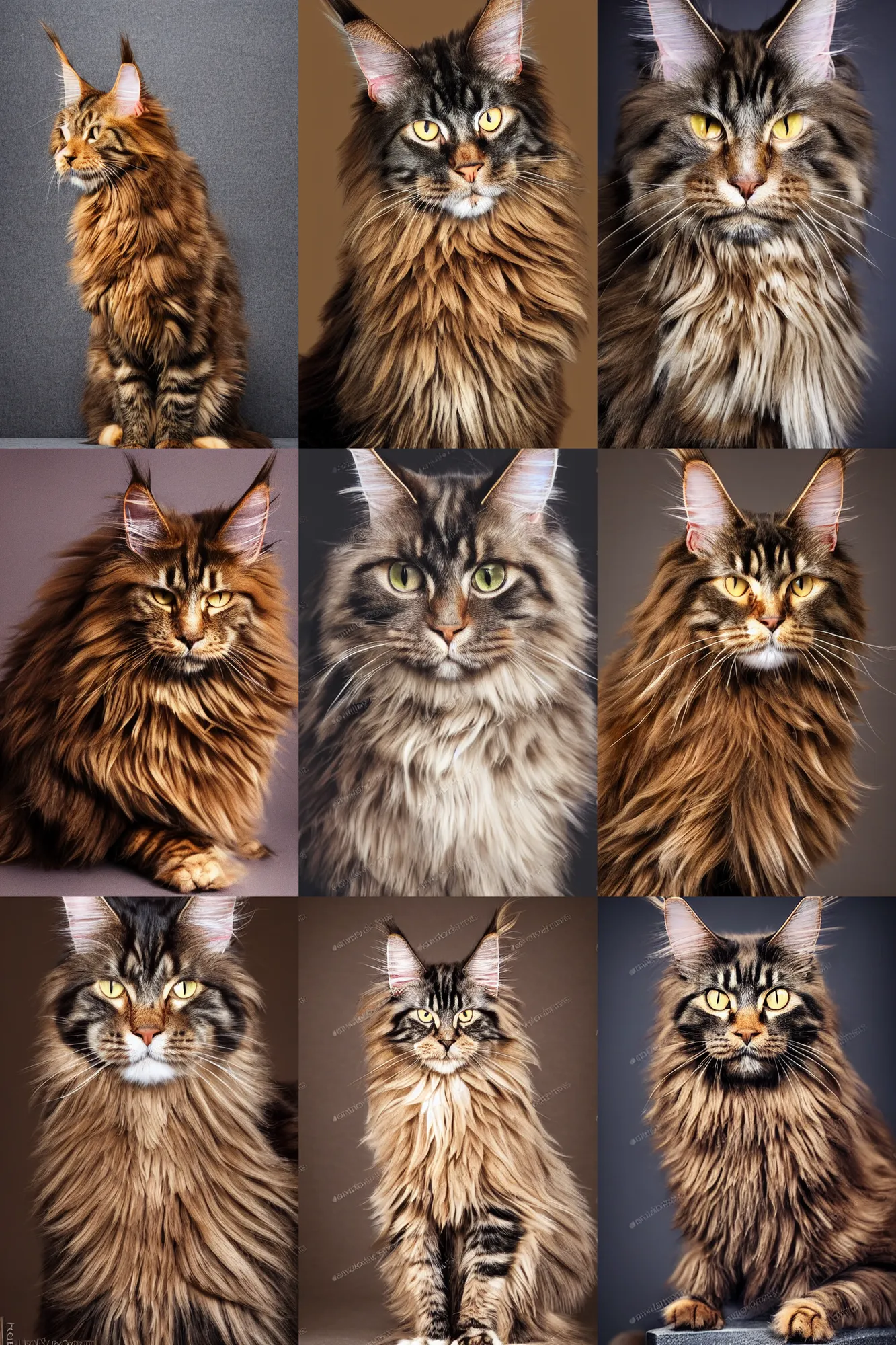 Prompt: MaineCoon cat with brown fur as a the Samurai Kurosawa, professional studio portrait