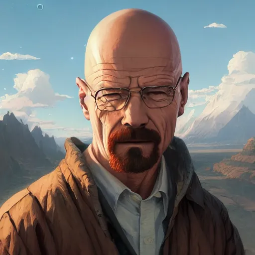 Image similar to highly detailed portrait of walter white, unreal engine, fantasy art by greg rutkowski, loish, rhads, ferdinand knab, makoto shinkai and lois van baarle, ilya kuvshinov, rossdraws, tom bagshaw, global illumination, radiant light, detailed and intricate environment