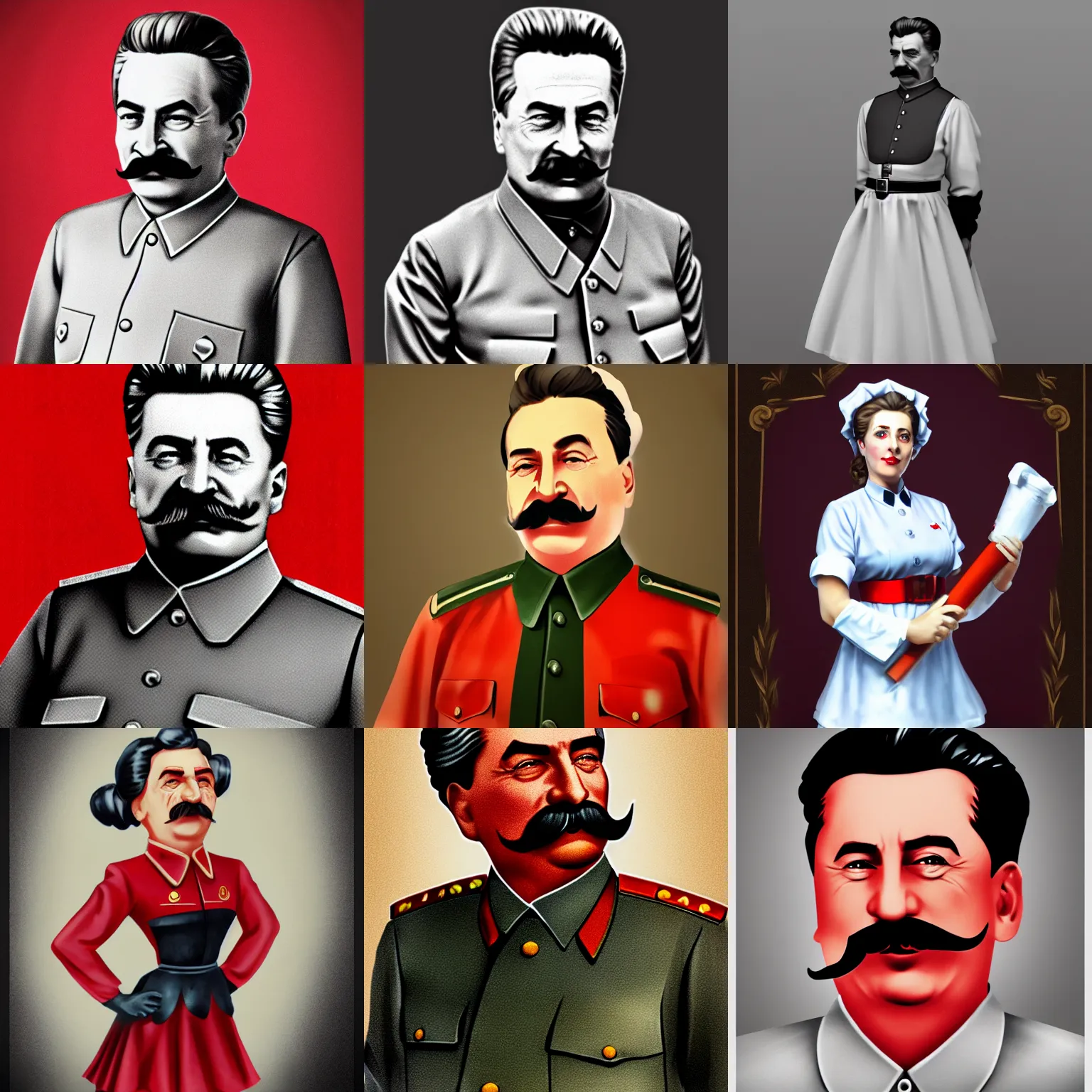 Prompt: stalin in a maid costume, 4 k, trending on artstation