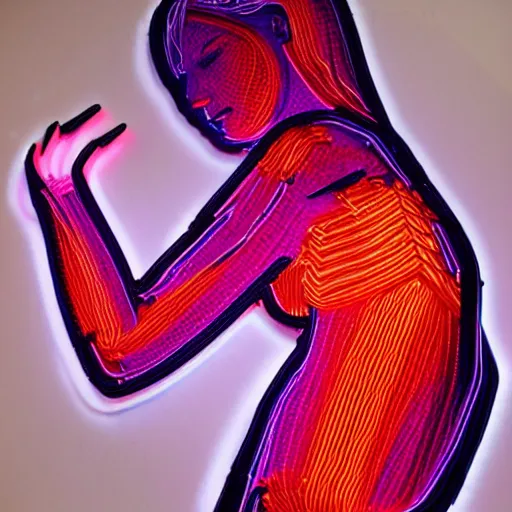 Prompt: 3 d neon art of a womens body, highly detailed