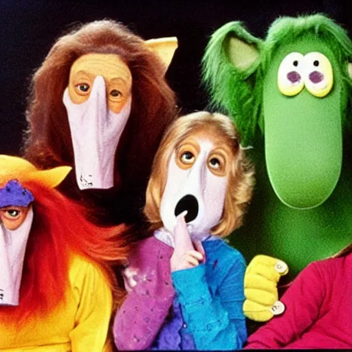 Image similar to children's tv show about a woman with a nostril face, long snout, wacky live-action children's television show, 1974, technicolor