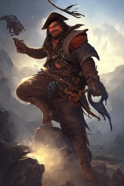 Image similar to ultra realistic illustration, jack black as a rogue pirate thief from baldurs gate and diablo, intricate from baldurs gate, elegant, highly detailed, digital painting, artstation, concept art, smooth, sharp focus, illustration, art by artgerm and greg rutkowski and alphonse mucha