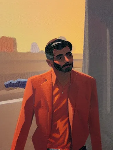 Image similar to artwork by Saul Leiter, of a solo individual portrait of an Indian guy with lilies, dapper, simple illustration, domestic, nostalgic, full of details, Matte painting, trending on artstation and unreal engine