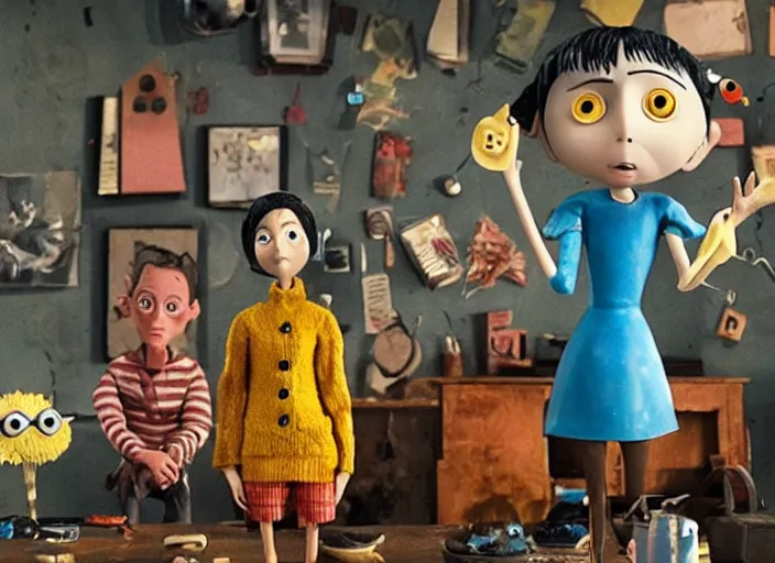 Prompt: a very high resolution image from a new movie, stop motion, coraline, directed by wes anderson