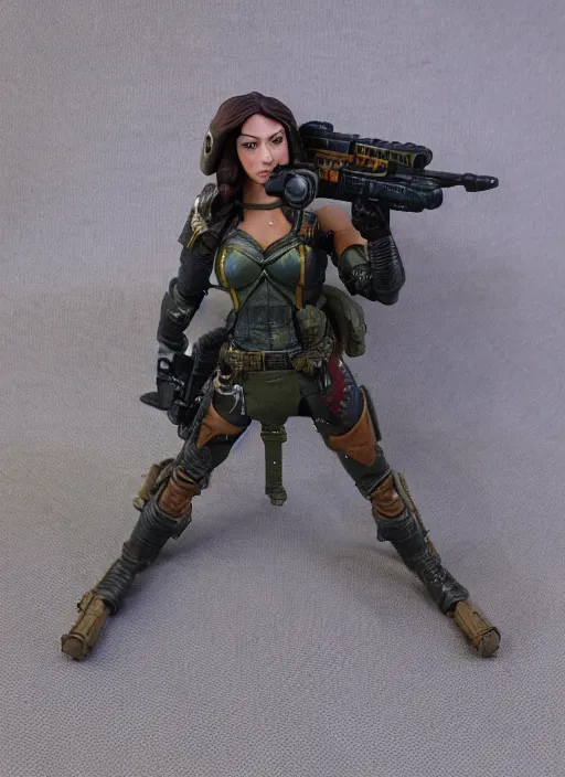 Image similar to 8 0 mm resin detailed miniature of a warhammer 4 0 k gal gadot sniper, product introduction photos, 4 k, full body,