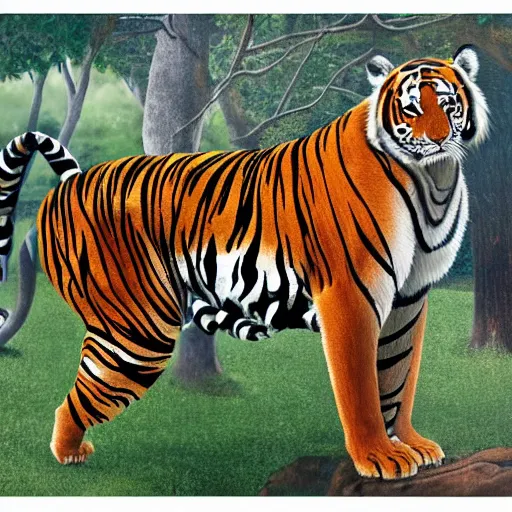 Prompt: a completed puzzle of odd shapes connected together, forming the photorealistic image of a tiger