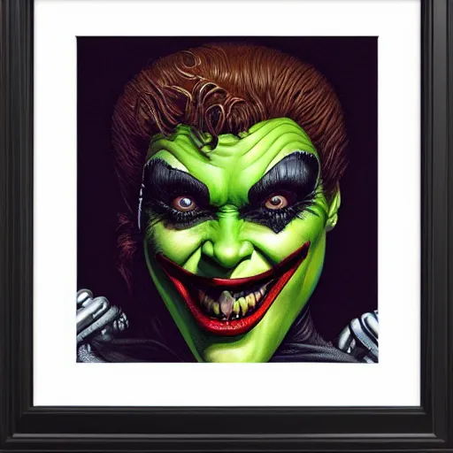 Image similar to lofi giger scorn joker portrait of shehulk, pixar style, by tristan eaton stanley artgerm and tom bagshaw.