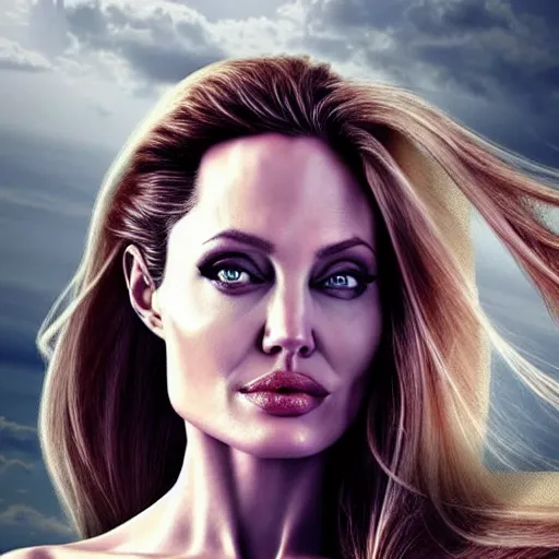 Image similar to an amazing award winning photo of angelina jolie as supergirl