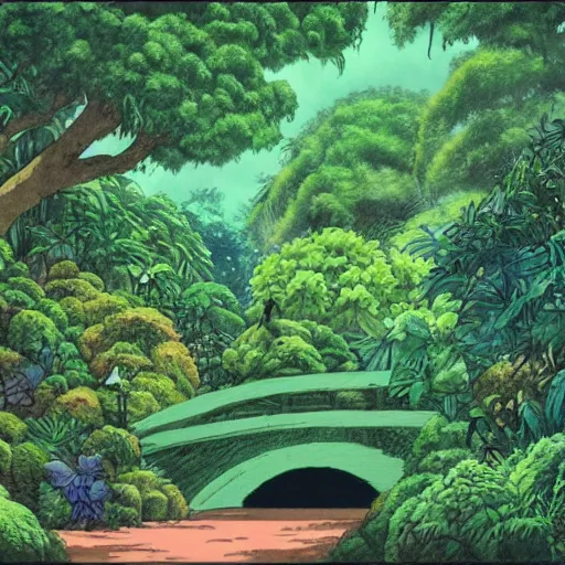 Prompt: studio ghibli an art of a rainforest