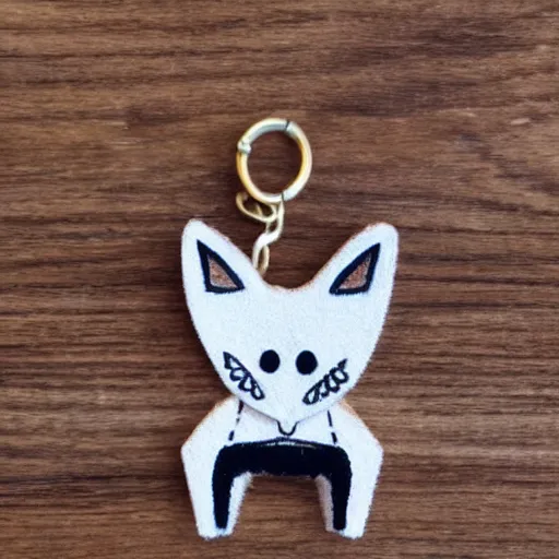 Image similar to little figure of a fox hanging at a keychain