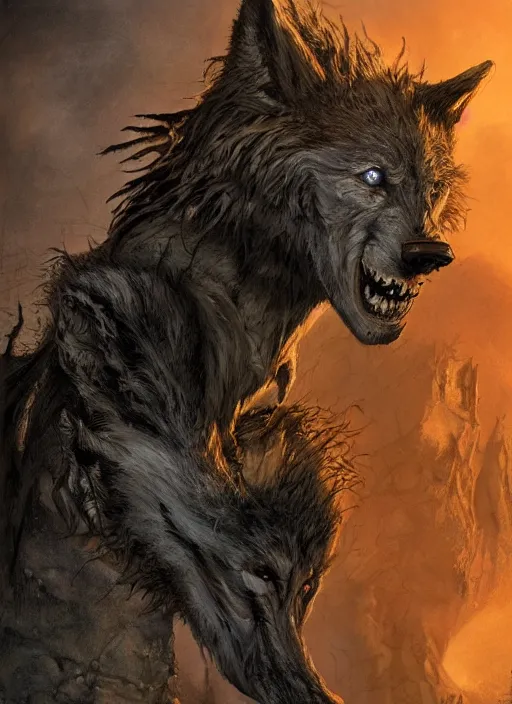 Image similar to 8 k concept art from the modern werewolf thriller anthology miniseries / first changes /, by david mattingly and jason harkness and samuel araya and michael whelan and dave mckean. realistic matte painting with photorealistic hdr lighting. composition and layout inspired by christopher mckinney and anka zhuravleva and jordan hoffne.