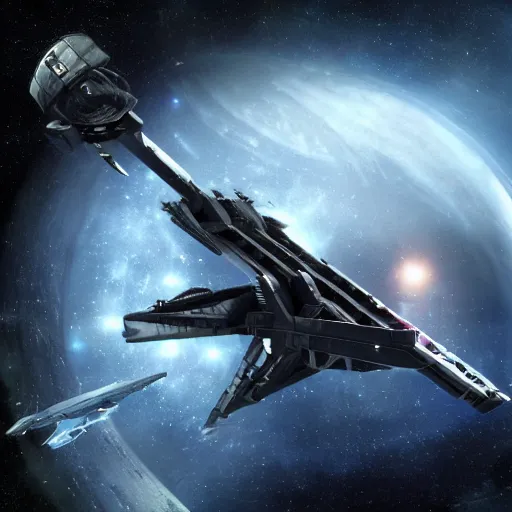 Prompt: ship the destiny from series stargate the universe