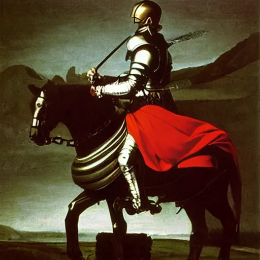 Prompt: Knight by Caravaggio,oil painting,fantasy