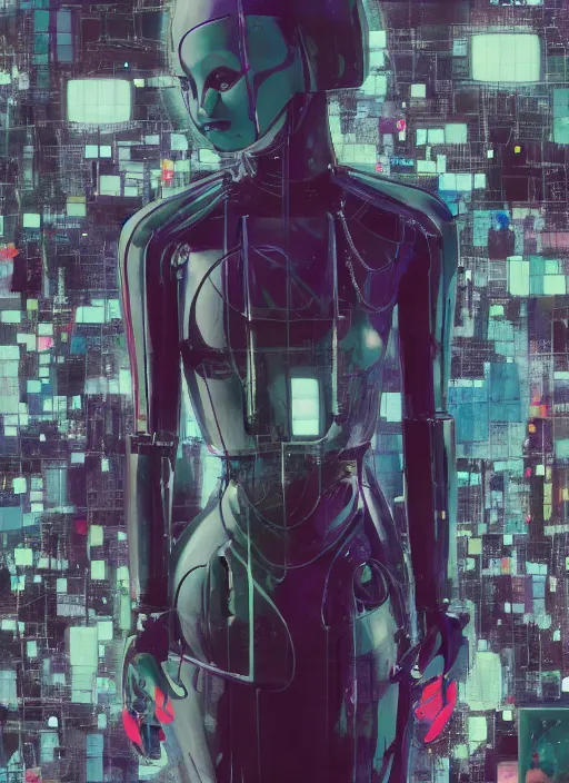 Prompt: editorial photograph for an art magazine, studio photograph a contemporary art sculpture of a modular android, by jack gaughan, by hikari shimoda, in the style of nier automata