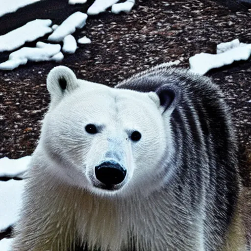 Image similar to “a mix between a polar bear and a raccoon”