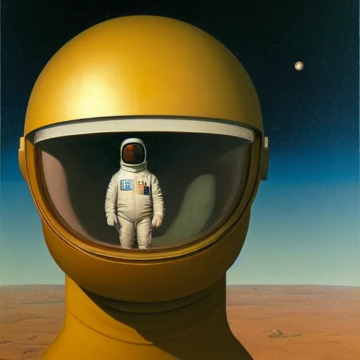 Image similar to Portrait of Napoleon wearing an astronaut helmet, Edward Hopper and James Gilleard, Zdzislaw Beksinski, Mark Ryden, Wolfgang Lettl highly detailed, hints of Yayoi Kasuma