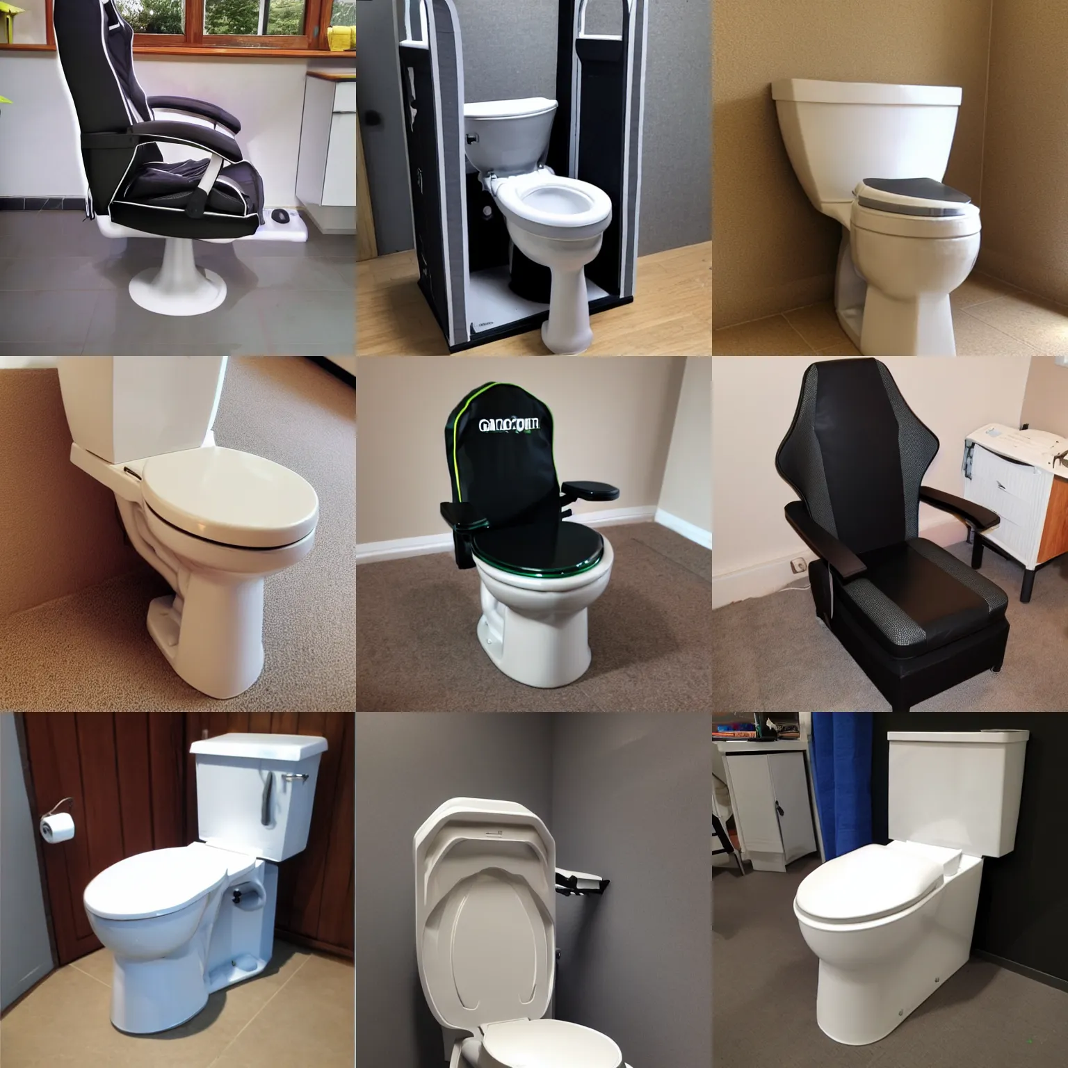 Image similar to gaming chair as toilet