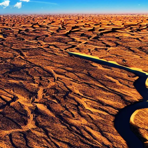 Prompt: climate catastrophe dystopian draught wide angle landscape skeletons desert dark 4 k