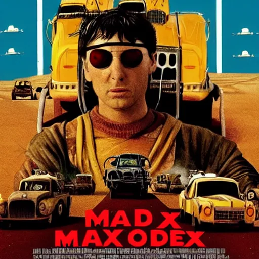 Prompt: wes anderson poster of mad max,