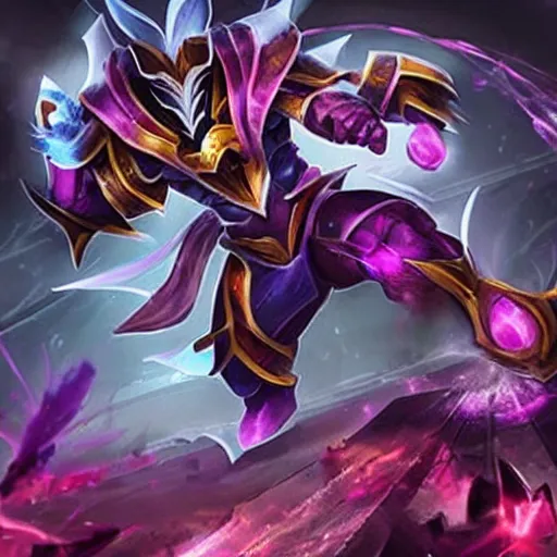 Prompt: kassadin from league of legends getting pentakill in high school