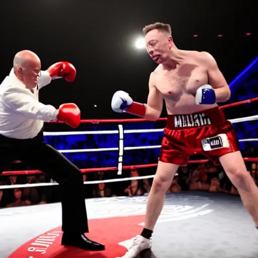 Prompt: elon musk vs jeff bezos in a boxing evening, direct professional video