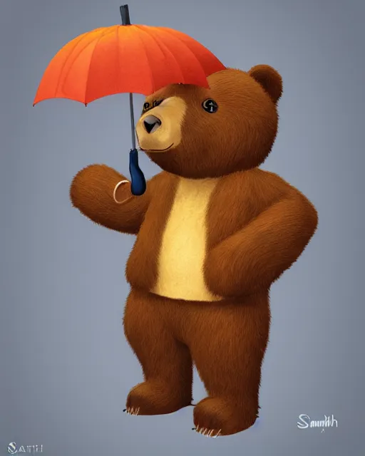 Image similar to autumn a bear with an umbrella by samuel smith trending on artstation