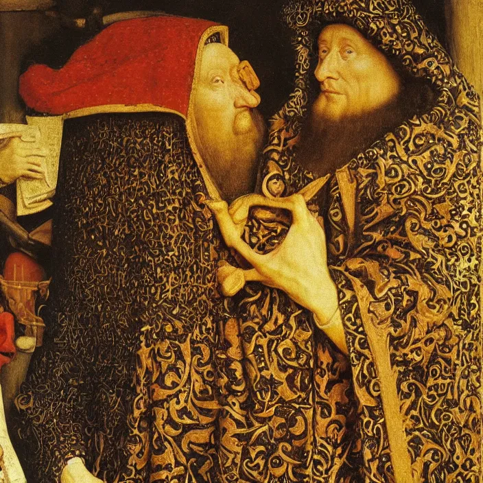 Image similar to sampling the bestiary, close up. jan van eyck