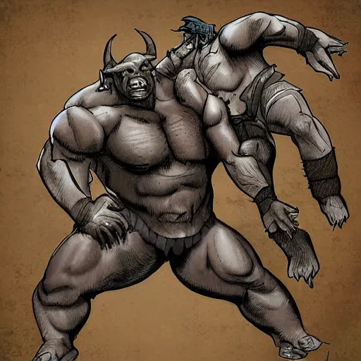 Image similar to An orc with a boar in a suplex, detailed digital art
