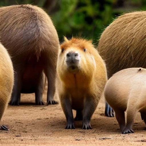 Prompt: A photo of a group of capybaras having a business meeting , 4K, high quality