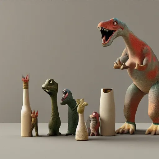 Prompt: dinosaurs in the style of Giorgi Morandi