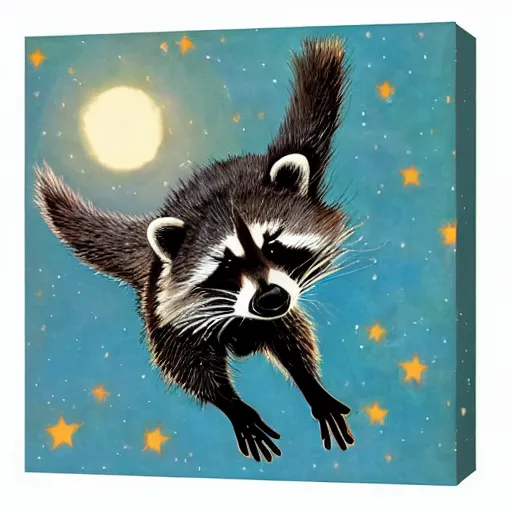 Image similar to raccoon flying through the cosmos