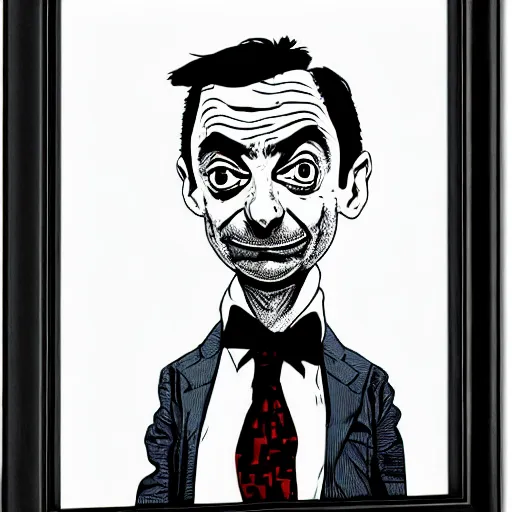 Image similar to portrait of mr. bean as a mad scientist by becky cloonan